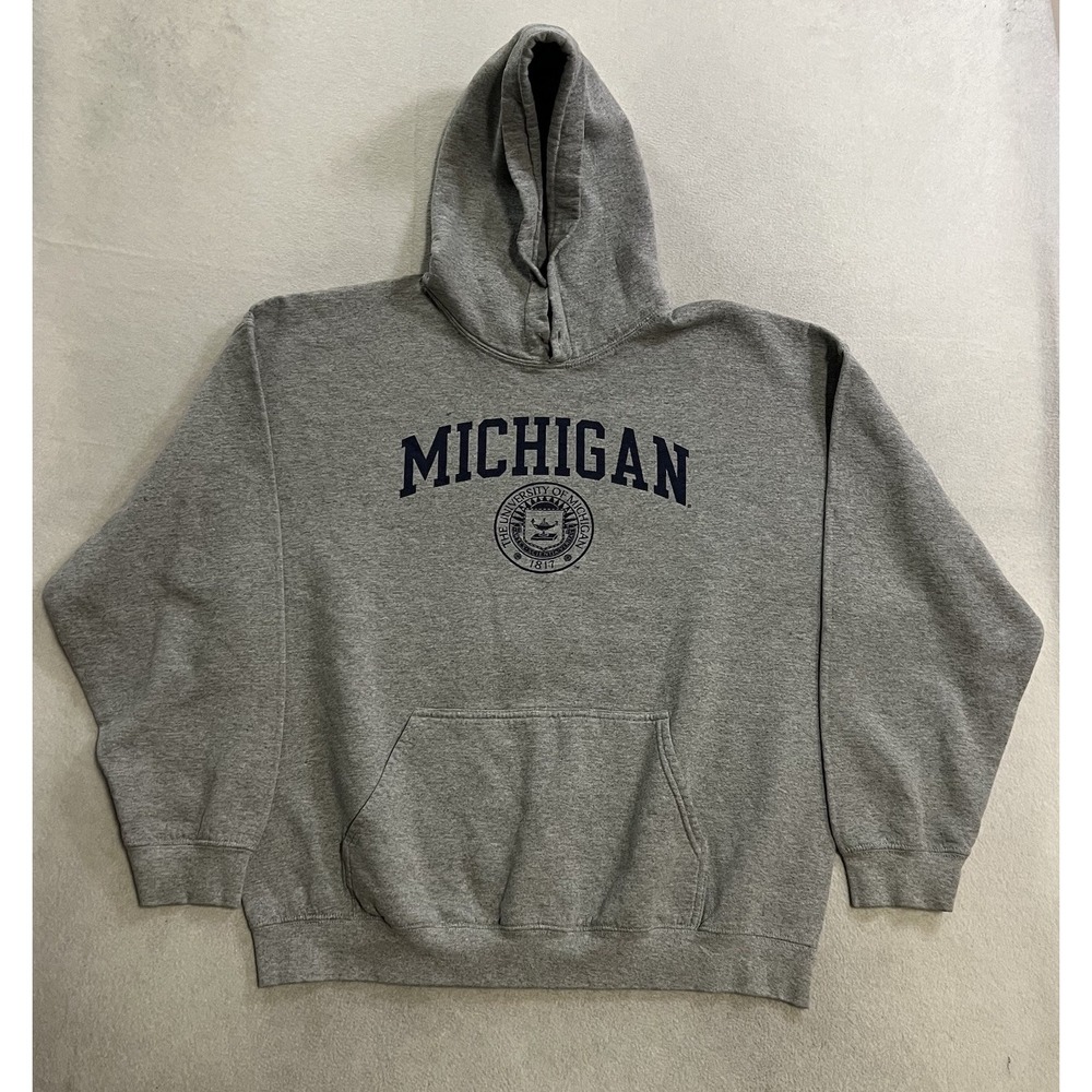 University Of Michigan Hoodie Men's Size XL Gray Long Sleeve Sweatshirt